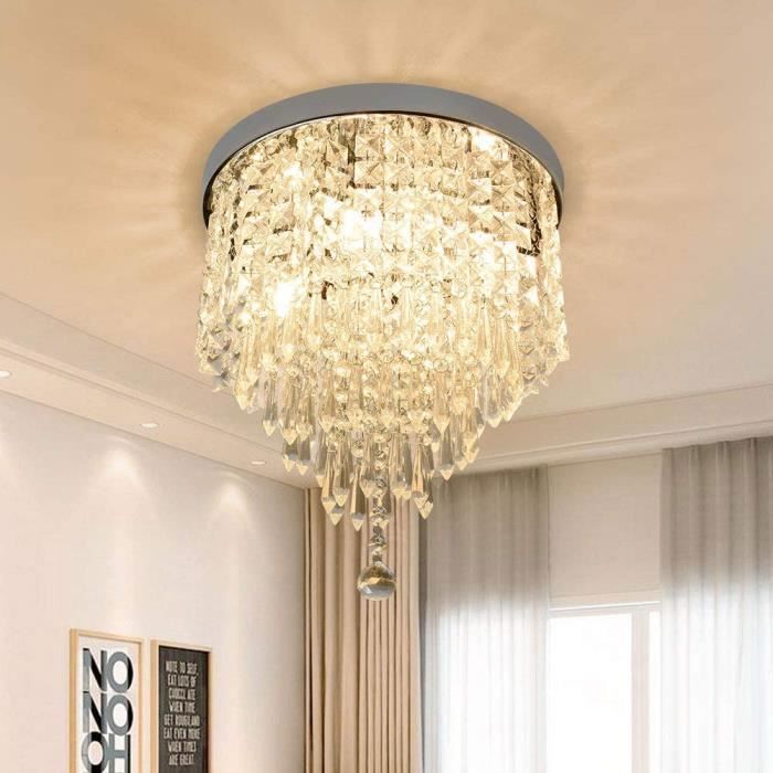 Depuley Lampe de Plafond Lustre Cristal K9 Design Moderne Applique Plafonnier pour Salon Chambre à Coucher Salle à Manger et