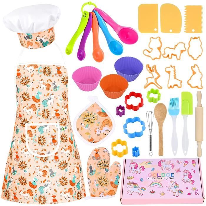 SAITCPRY11 Pièces Kit Cuisine Enfant Ustensiles de Cuisine et Costume de Vêtements de Chef Cadeaux et Jouets pour Enfants
