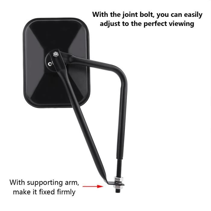 Rétroviseur Latéral Anti-Secousse Rectangulaire Sans Porte Pour Jeep Wrangler Tj Jk Jku Cj 97-17 -NIM