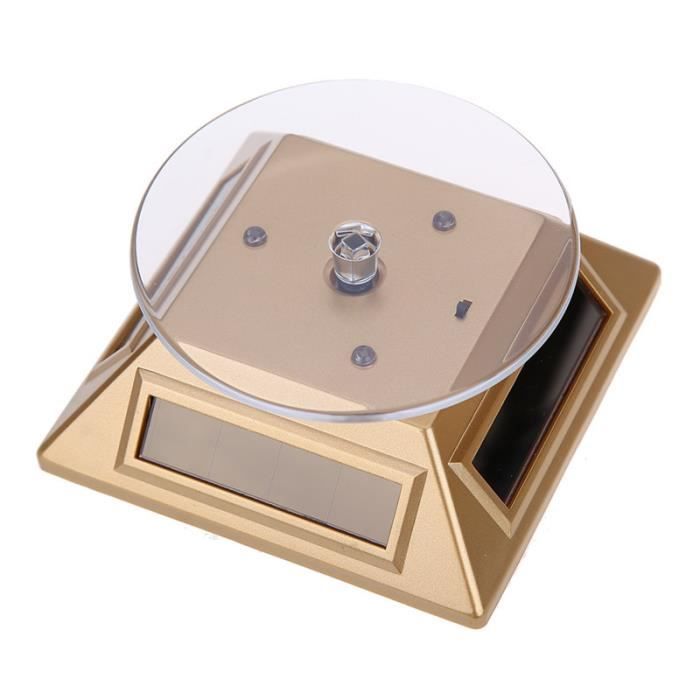 Présentoir Rotatif Solaire à LED Pour Bijoux, Téléphone, Montres - Plateau Tournant 360° Avec Lumière LED Intégrée - Noir