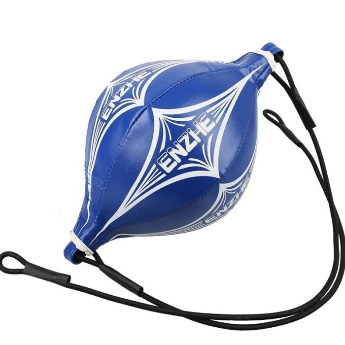 Punching-Ball Double Extrémité QWORK - Cuir PU, Cordes Élastiques - Pour Boxe, MMA - Avec Pompe