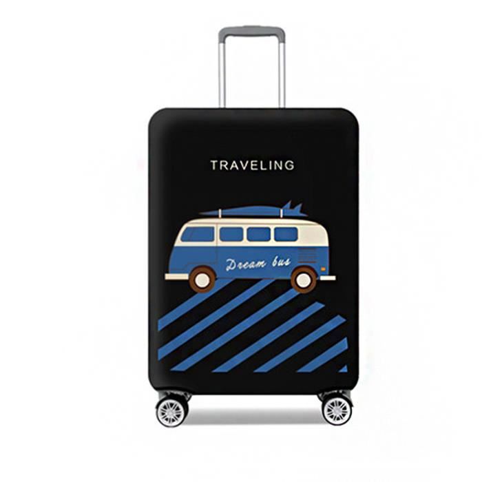 Housse De Protection Valise Taille L Élastique Noire - Pour Valises 66-71 Cm Avec 2 Étiquettes Bagages