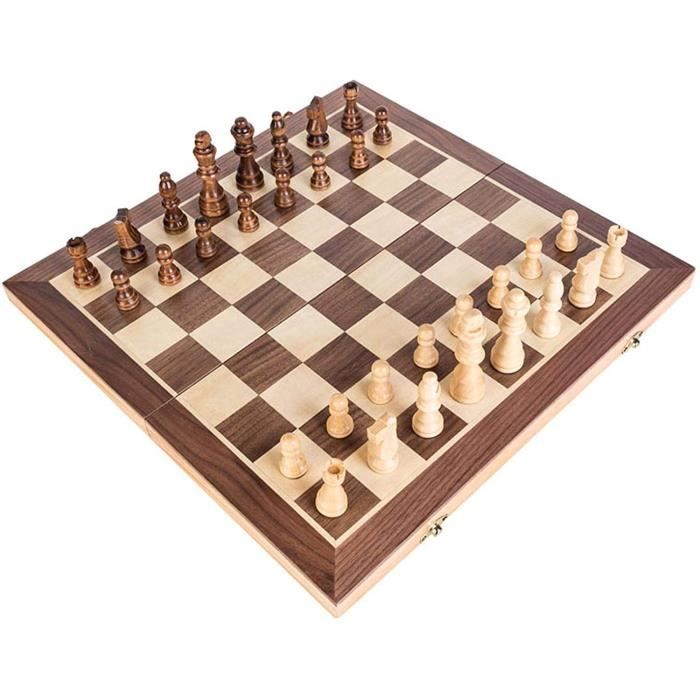 Jeu D'Échecs Magnétique Rétro En Bois - 20 Pièces Magnétiques Pour Famille, Camping Et Loisirs