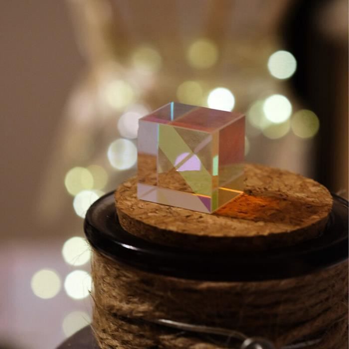 Statue deco,Pyramide de cristal arc-en-ciel,prisme,verre optique,cristal  égyptien,ornements - Cube Prism35X35X35MM