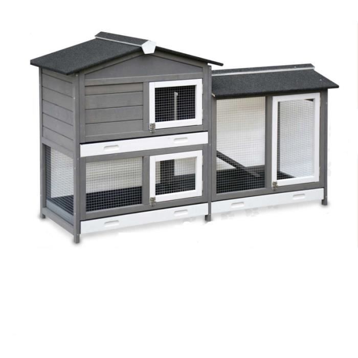 Meilleurs prix pour Cage Clapier Enclos lapin Extérieur en bois pour petits animaux-2 étages: 092 Rudy 145x50x94cm
