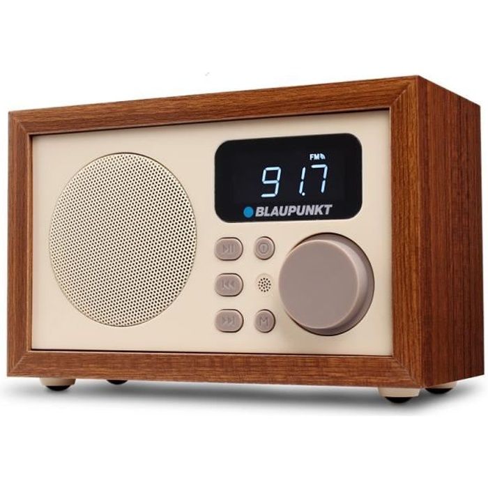 Radio en bois - BLAUPUNKT - HR5BR - Lecteur USB/microSD MP3 - Horloge double alarme - Télécommande