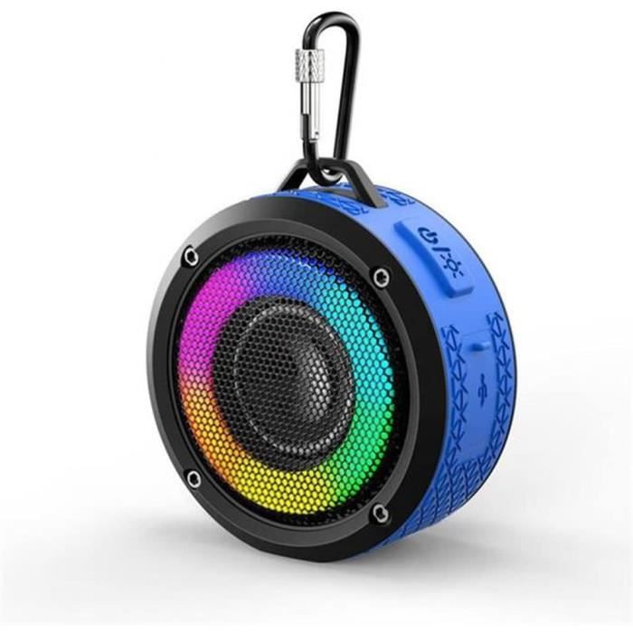 Enceinte Bluetooth Douche IP7 Étanche 5.3 – 360° Stéréo, Lumières LED Rythmées, Ventouse Puissante, 12H Batterie, Appels Mains-Libres, USB-C, Son HI-FI