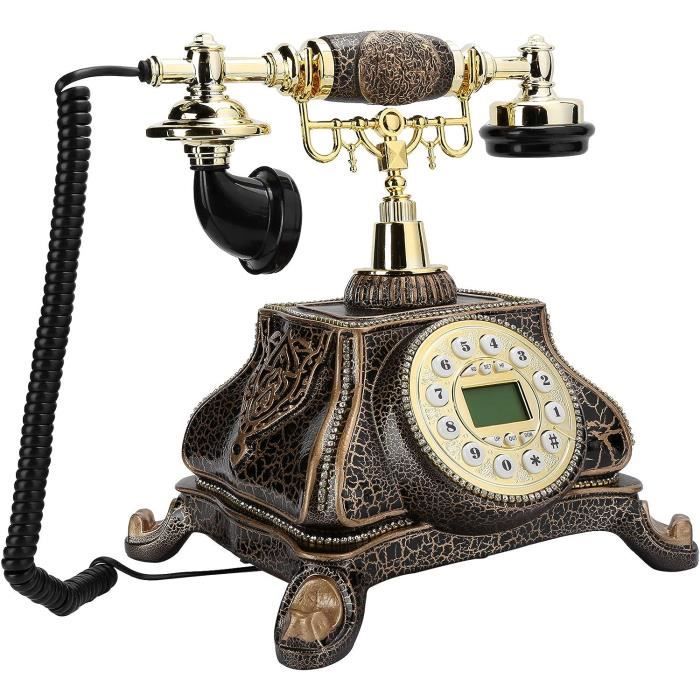Téléphone Fixe Vintage Blanc – Style Ancien, Sans Marque (neuf Sous Emballage)