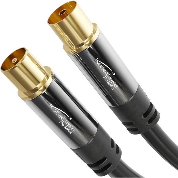Câble Antenne TV CSL 10 M - Blindage 135 DB, 75 Ohm, Connecteurs Plaqués Or | Pour 4K, DVB-T2, DAB+