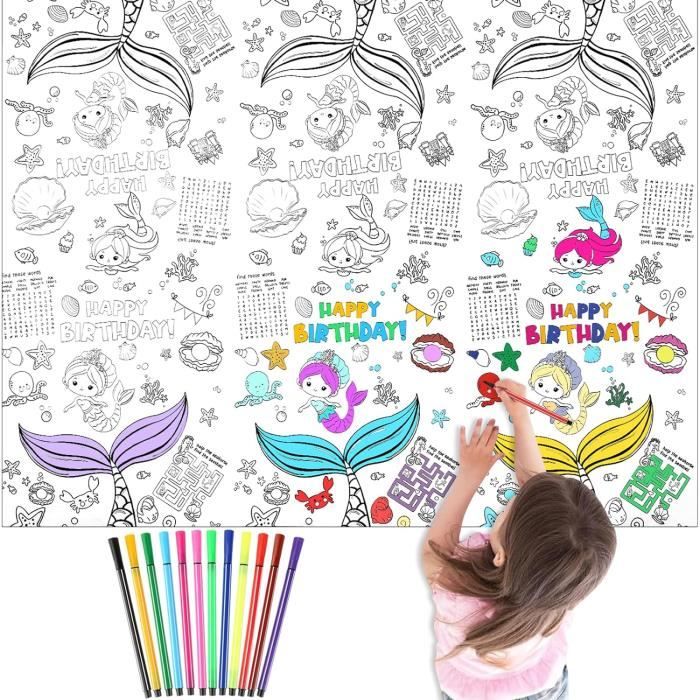 2 Posters à Colorier Pâques 110x80cm - Enfants - Lapins, Œufs, Fleurs - Activité Familiale & Décoration