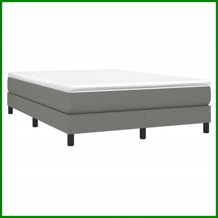 Sommier à ressorts - CUQUE - Gris foncé - 140x190 cm - Tissu - 2 places