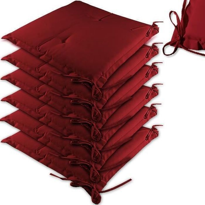 DETEX® Ensemble de 6 Coussins Boston de Chaise de Jardin Rouge Coussin de siège de Jardin en Polyester intérieur extérieur DETEX® Ensemble de 6 Coussins Boston de Chaise de Jardin Rouge Coussin de siège de Jardin en Polyester intérieur extérieur