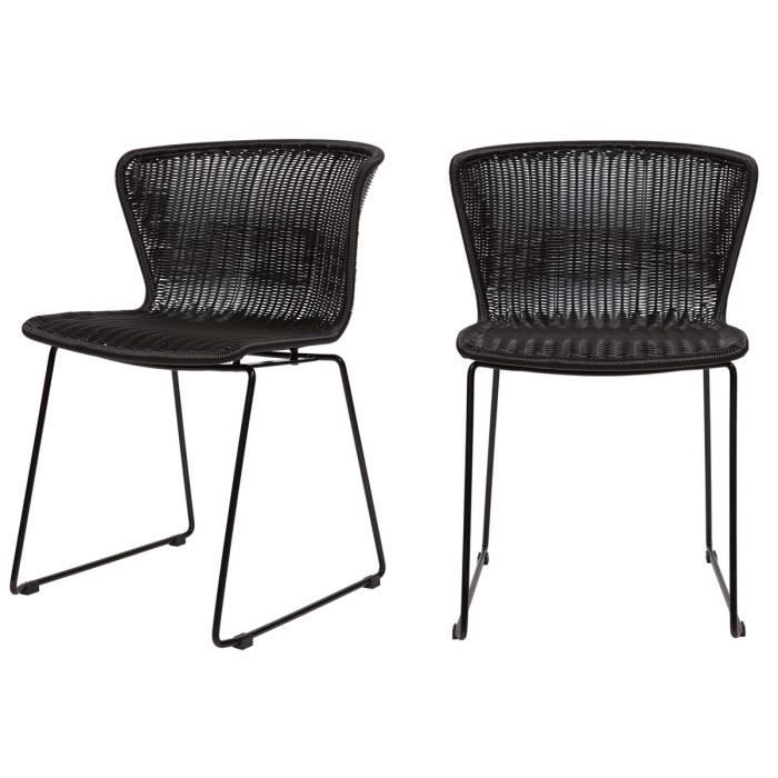 Lot de 2 chaises indoor/outdoor rotin tressé Wings Couleur Noir Lot de 2 chaises indoor/outdoor rotin tressé Wings Couleur Noir