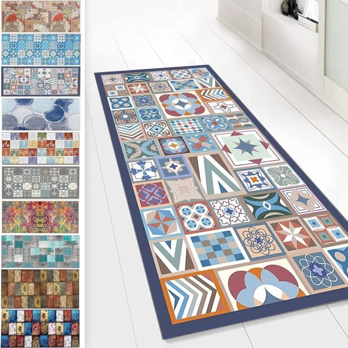 Tapis De Couloir Long Lavable Antidérapant – Velours Cristal Coloré, Personnalisable, Pour Entrée, Salon, Chambre