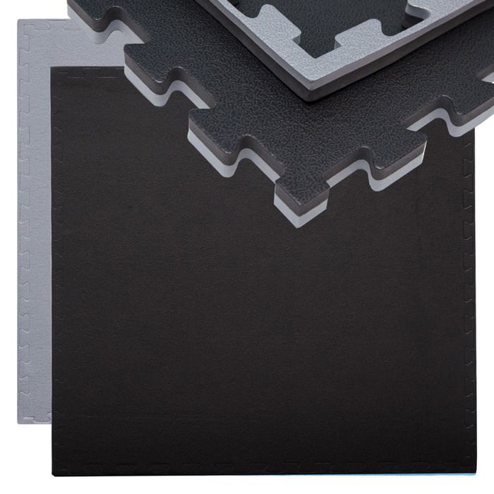 Tapis Puzzle de Fitness 90x90cm Protection Sol mousse EVA épais 20mm Gris Noir Tapis Puzzle de Fitness 90x90cm Protection Sol mousse EVA épais 20mm Gris Noir
