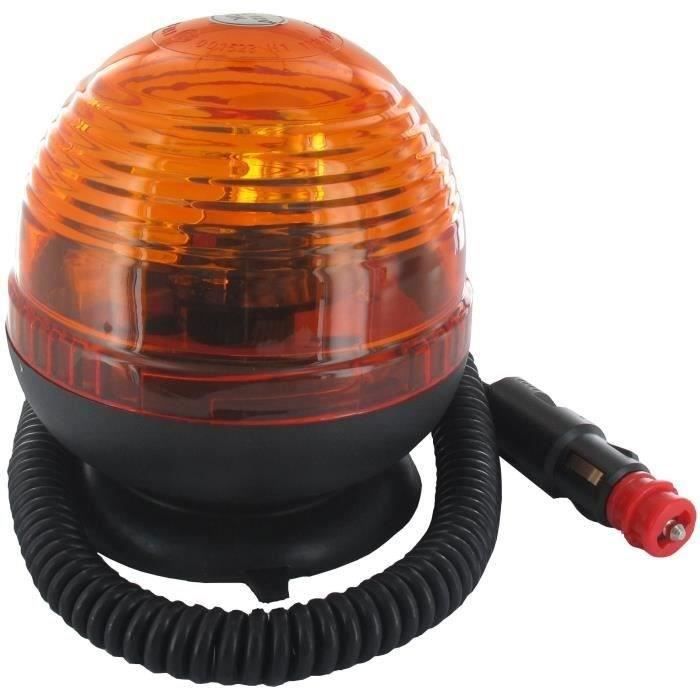 Gyrophare adaptable 12V avec fixation base magnétique et ventouse