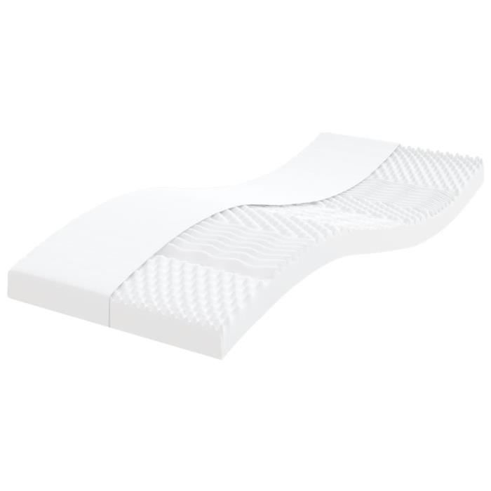 Fafeicy Matelas en mousse blanc 90x200 cm 7 zones dureté 20 ILD 84399