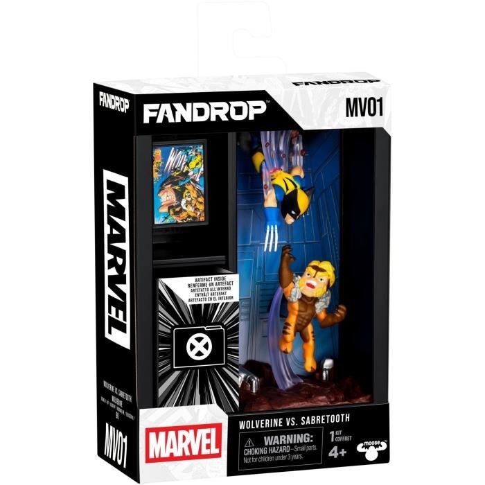 Figurine - FANDROP x MARVEL - Wolverine vs Dents-de-Sabre - Vitrine avec scène culte + mini affiche - 18 cm