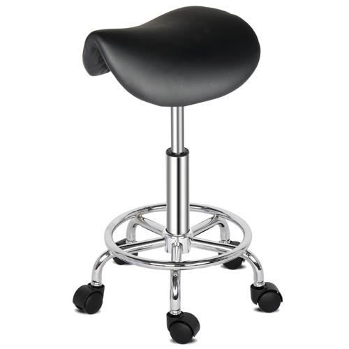 Tabouret ergonomique selle de cheval à roulette réglable en hauteur de 50 à 65 cm et pivotable à 360°