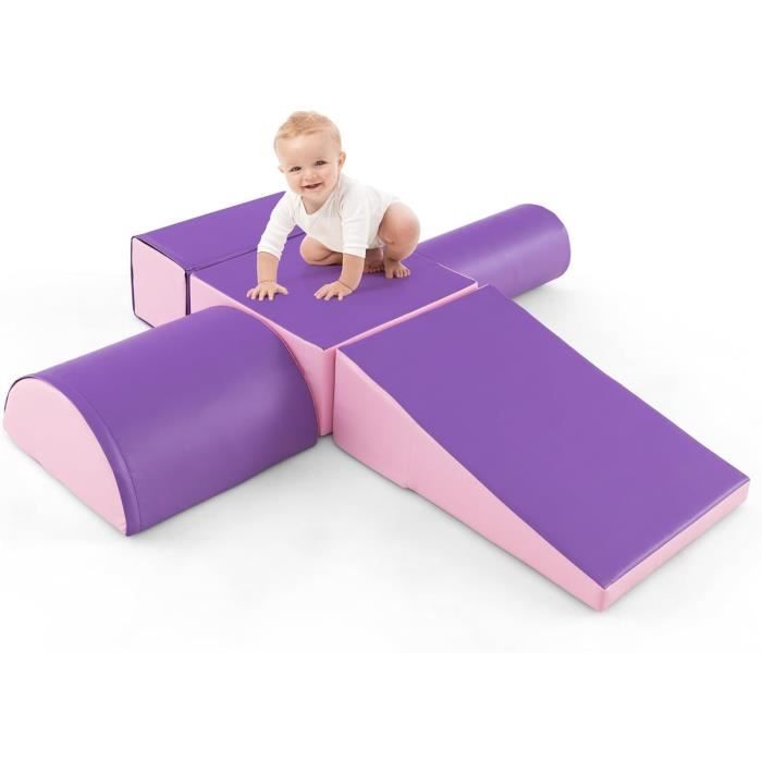 GOPLUS Ensemble de 5 Blocs de Construction en Mousse pour Enfant Set de Jouet dApprentissage Créatif pour petits 3+ ans Violet