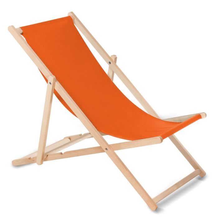 chaise longue bain de soleil pliante à dossier réglable orange