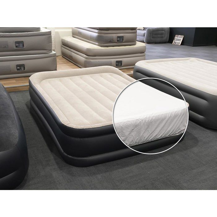 Pack matelas gonflable Deluxe Pillow Rest Raised 2 places Intex + Drap housse
