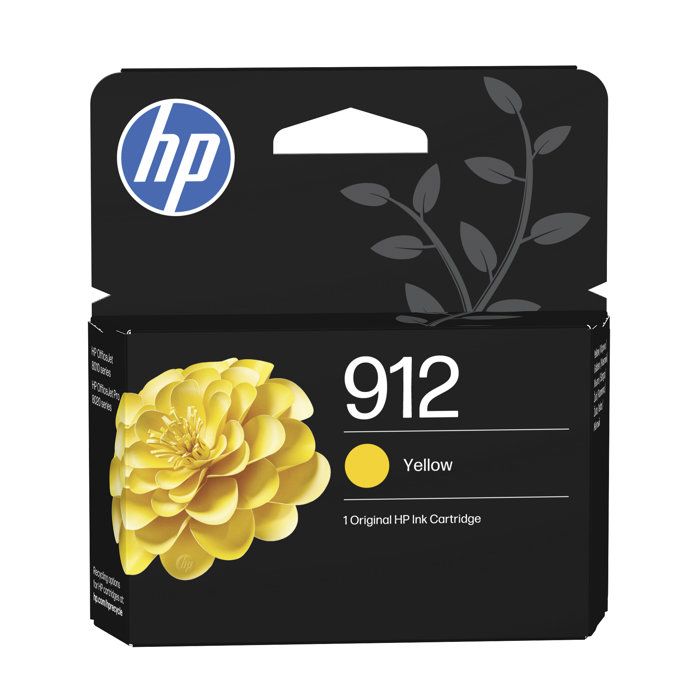 HP 912 Cartouche dencre jaune authentique 3YL79AE Pour HP OfficeJet Pro 8010 8020