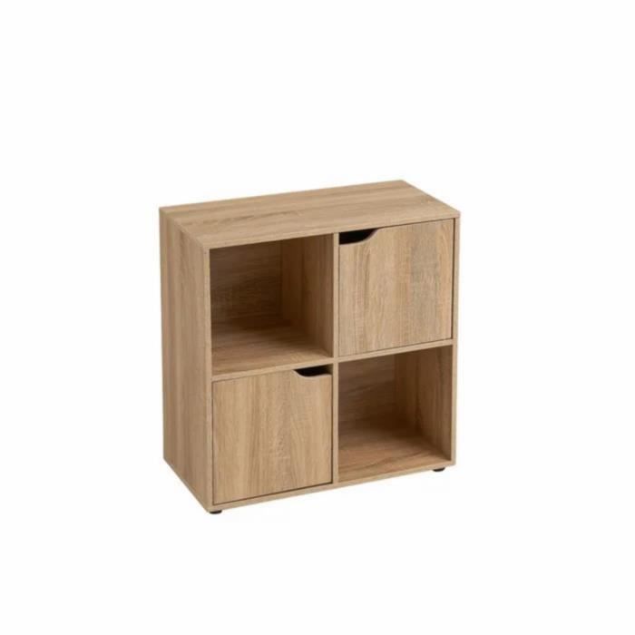 JUANIO Étagère 2 Cubes à Dos Ouvert Blanc - Meuble Colonne Rangement Bois 34.4x32x67.6 Cm
