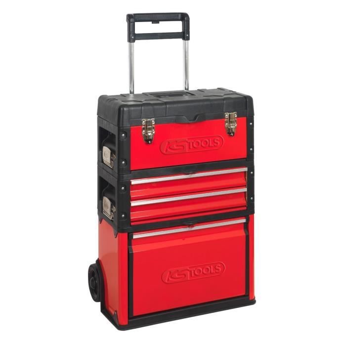 Servante mobile KS TOOLS en métal et PVC - 4 compartiments - 850.0340