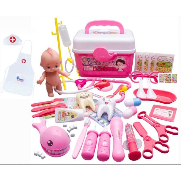 37 Pieces Mallette Docteur Enfant Dinette Enfant Jouet Docteur Pour Enfant Jouet Dimitation Docteur Pour Bebe Et Enfants Cdiscount Jeux Jouets