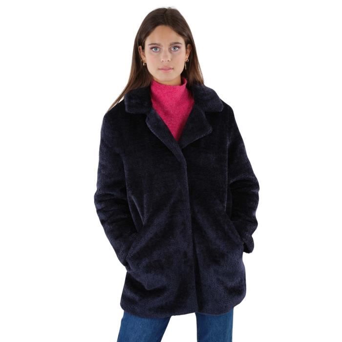 manteau femme deeluxe rosinda - col tailleur - coupe oversize - navy - manches longues