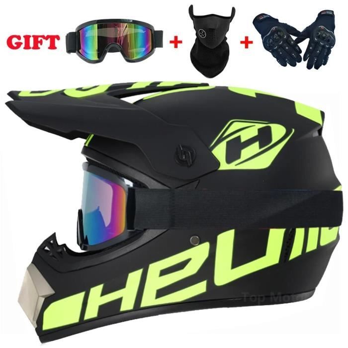 Casque Moto Intégral Enfant/Adulte Certifié DOT – Bleu Griffe – Avec Lunettes, Masque & Gants (M 54-55 Cm)