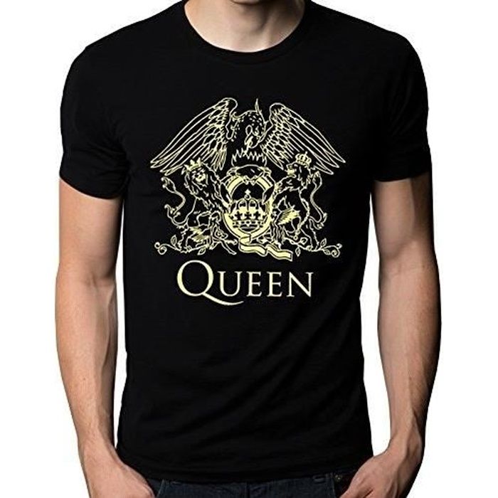 Homme Tee Shirt Imprimé Coton T-shirt Queen Band Rock Music Logo Homme Noir  Noir - Cdiscount Prêt-à-Porter