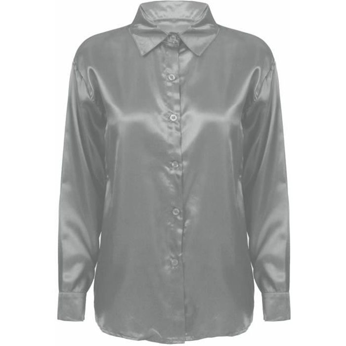 Iiniim Femme Blouse Chemisier En Satin Top Tunique Bureau Affaire A Manches Longues Haut De Travail Printemps Automne Casual S Xxl Gris Cdiscount Pret A Porter