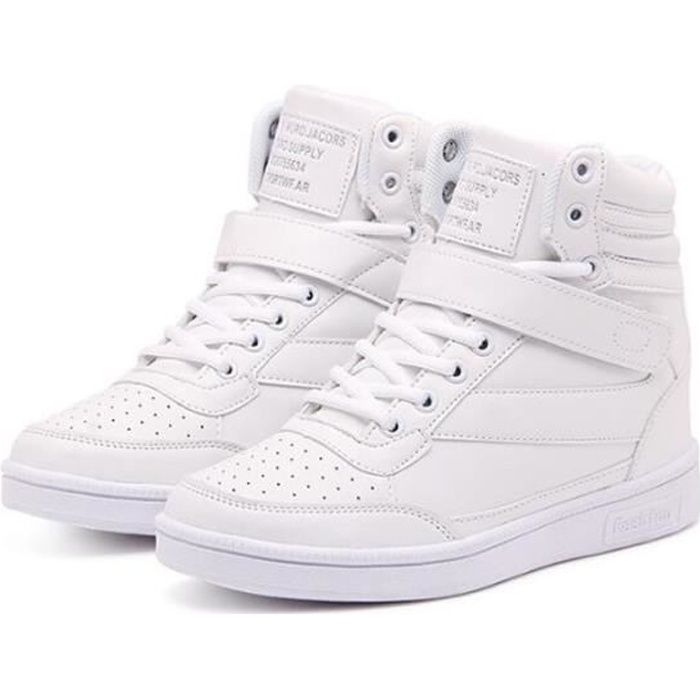 Basket Montantes Chaussure Femme Blanc Chaussures De Course Mode Chaussure