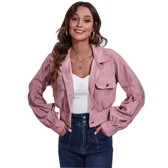 Veste courte sale velours cotelé femme