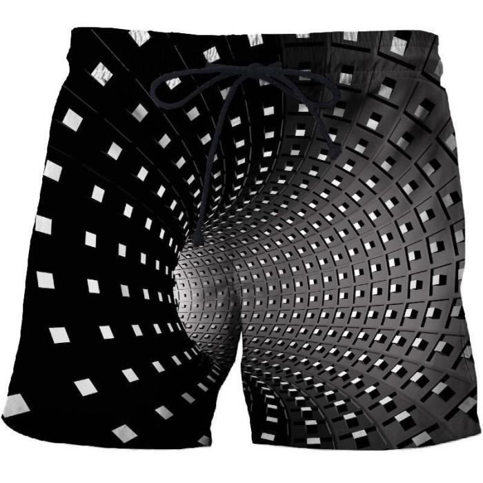 Pantacourt,Short d'été à motif géométrique 3D pour hommes, vêtements de plage courts et