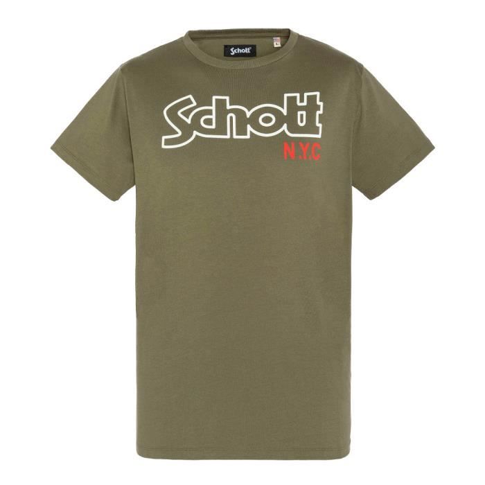 T-shirt Kaki Homme Schott Vintage