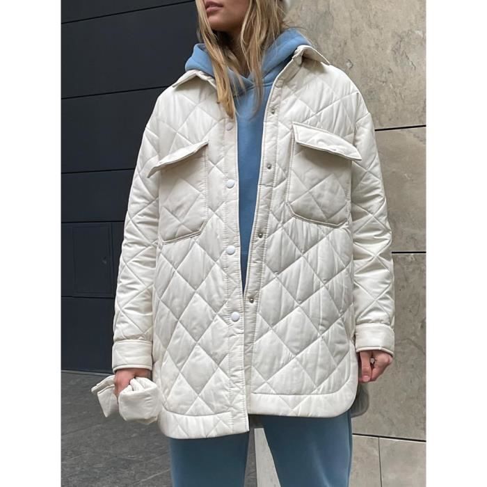 ZDJSWJ Veste longue en duvet pour homme Veste rembourrée à capuche épaissie Manteau d'Hiver chaud lourd (Gris,M