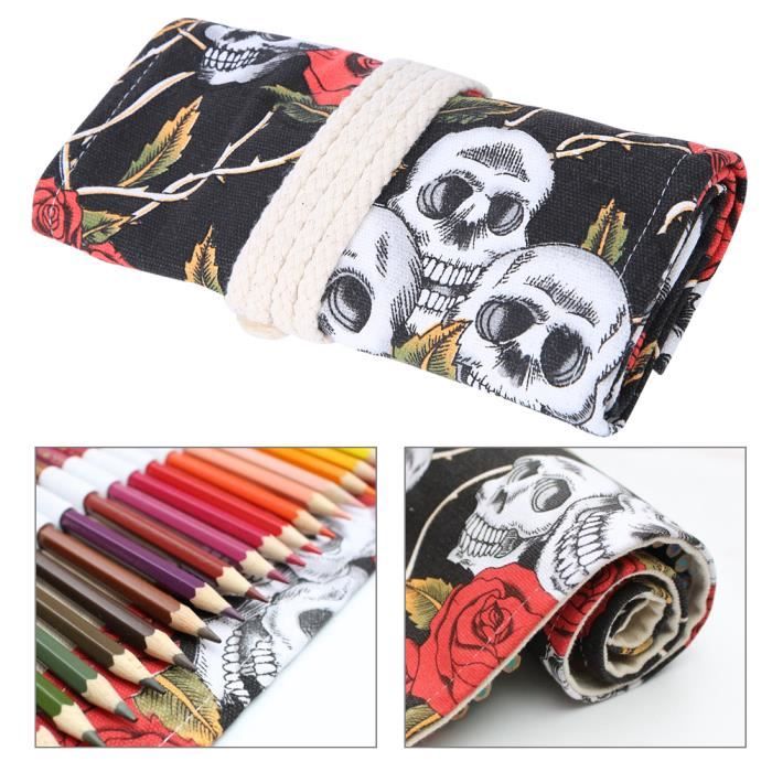 Sac Rouleau à Pinceaux En Toile 30 Trous - Trousse De Rangement Pour Pinceaux De Peinture (Huile, Aquarelle), Crayons