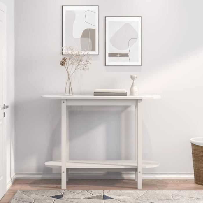 Table console en bois massif de pin blanc - OMABETA - 110x40x80 cm
