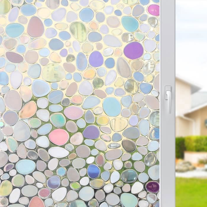 Rabbitgoo Film Électrostatique Pour Fenêtre Protection Privée - Motif Cercles 90x200cm - Sans Colle
