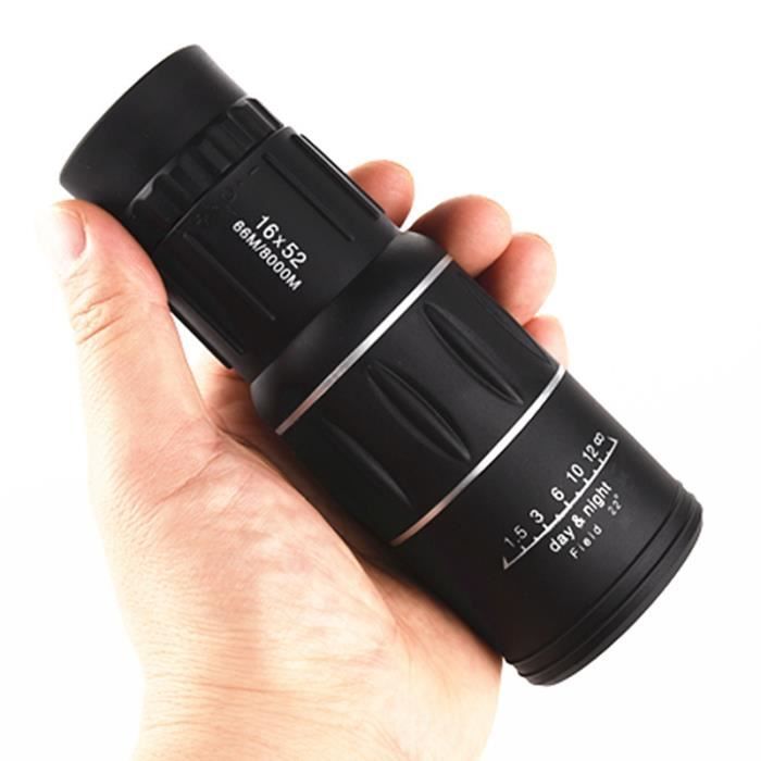 Monoculaire 16x52 Étanché Compact – Télescope Optique BAK-4 Pour Observation Oiseaux, Chasse, Randonnée, Camping