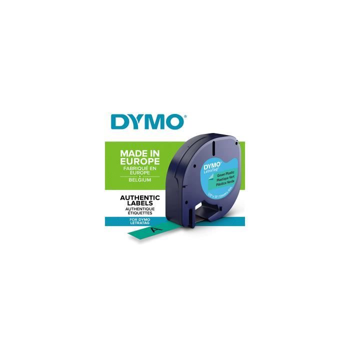 Ruban Compatible Dymo Letratag - Noir Sur Fond Vert Métallique - Réf S0721740 - NEUF