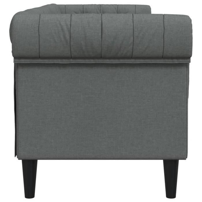 Canapé Chesterfield 3 places gris foncé tissu-SALALIS