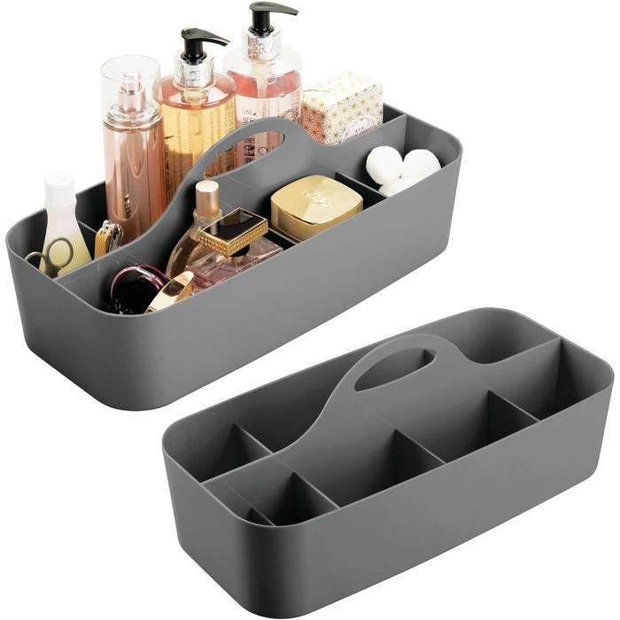 Com-four® Lot De 2 Paniers Plastique Avec Poignées - Panier Transport 39,5 X 29 X 22,5 Cm Noir/Rouge