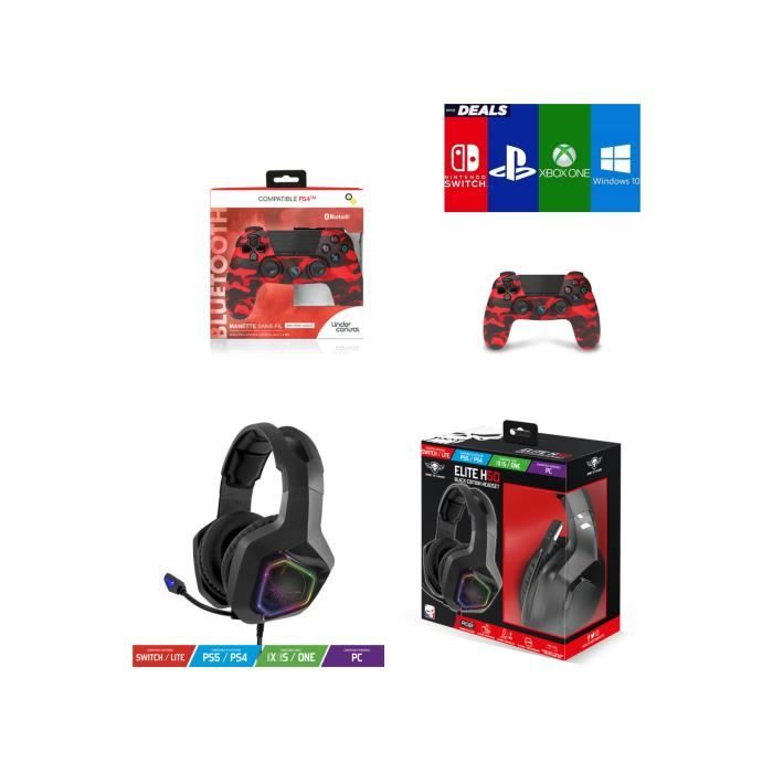 Pack Manette Ps4 Manette Bluetooth 3.5 Jack + Casque Gamer Pro Eh50bk Ps4 Ps5 Playstation - vue 2