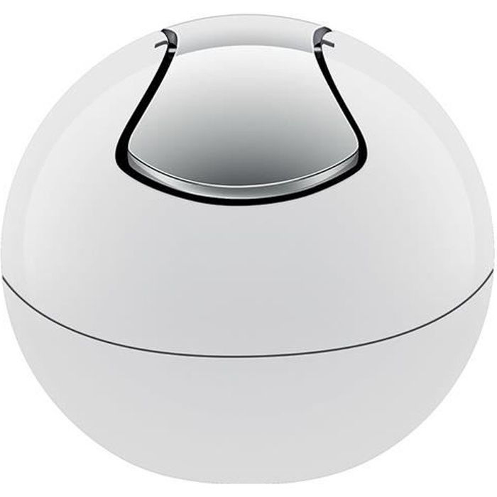 Poubelle Salle De Bain Spirella 1L - Cubique Blanc - Couvercle Pivotant - Pour Déchets Cosmétiques, Cuisine