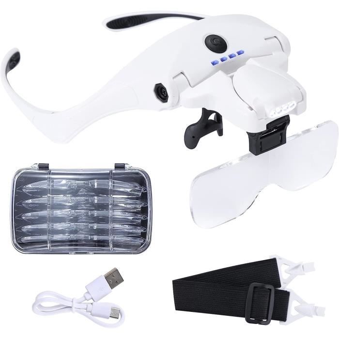 Loupe Pour Tête Lunettes Loupe Avec Lumières LED Réglable Vision Large 5 Lentilles Detachables15x 35xlentille Secondaire 8x Pour 13x Agrandissement Max 2 Niveaux Luminosite 210898465 Loupe Pour Tête Lunettes Loupe Avec Lumières LED Réglable Vision Large 5 Lentilles Detachables15x 35xlentille Secondaire 8x Pour 13x Agrandissement Max 2 Niveaux Luminosite 210898465