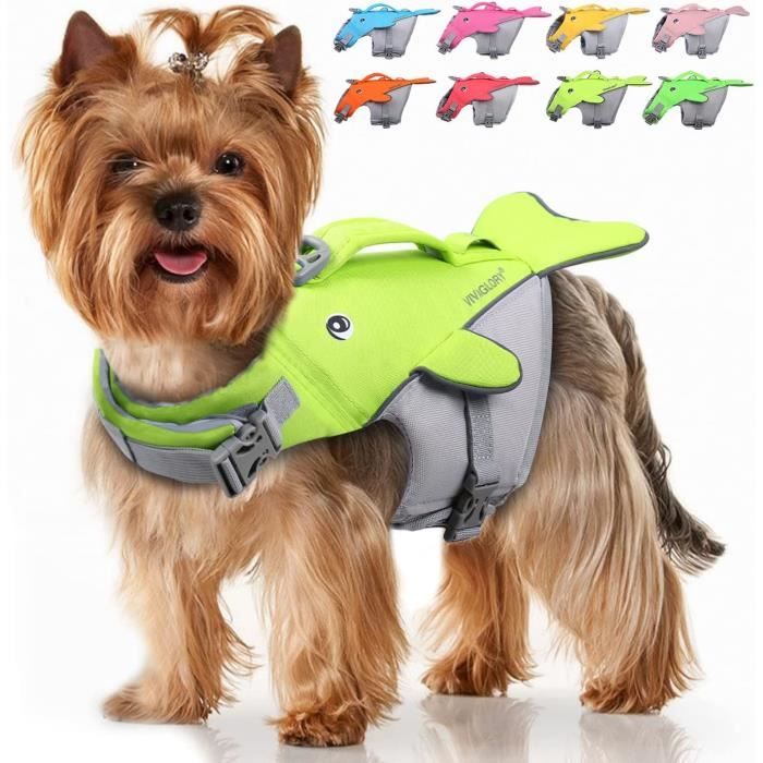 VIVAGLORY Gilet de Sauvetage pour Chien Veste de Flottaison en Forme de Baleine pour Chiens avec Poignee de Sauvetage Solide po335 Cdiscount